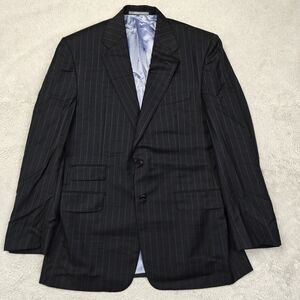Hickey Freeman Super 130's Blazer Men's 40R Black Purple Pinstripe Wool Jacket
